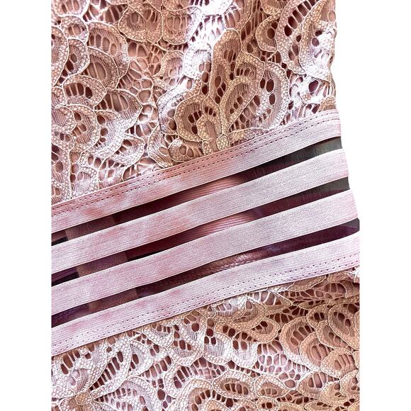 City Studio DRESS Womens 1 Blush Pink Lace Zip Halter Mini Fit Flare Mob Wife - Picture 2 of 10